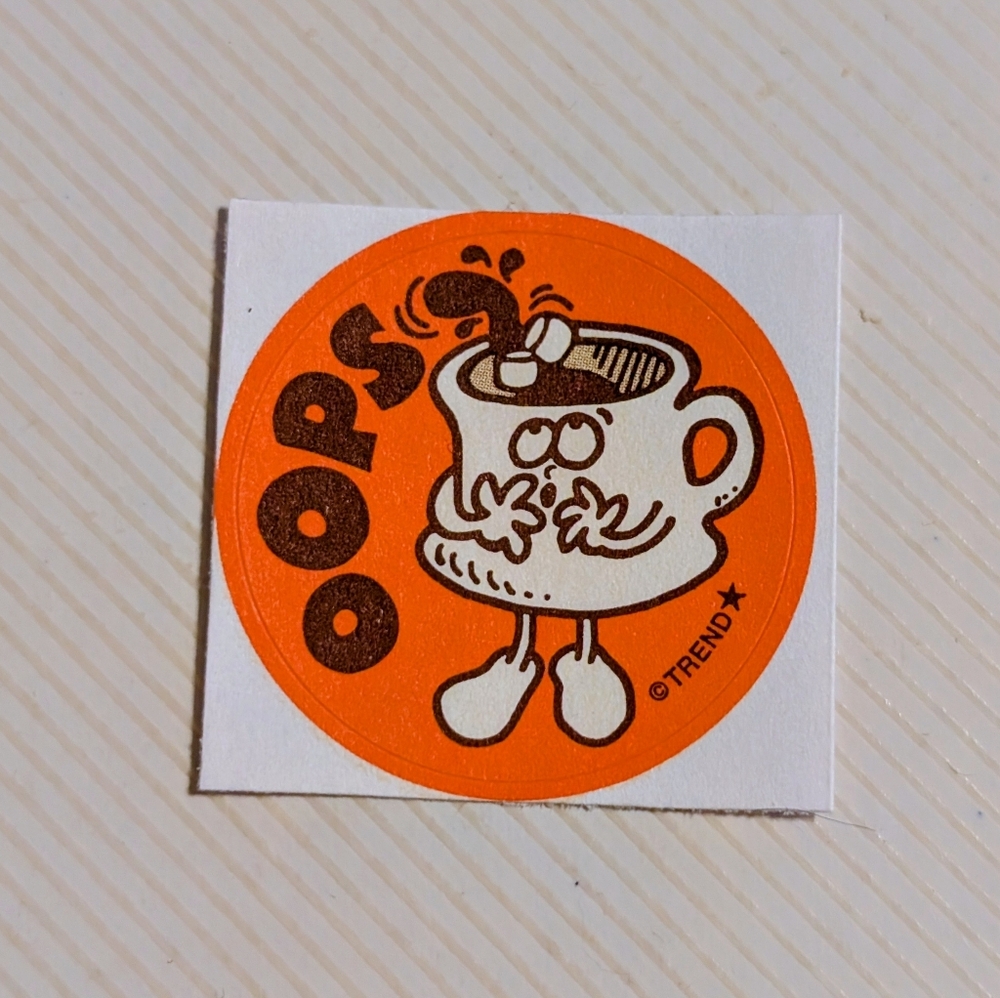 10/$25 Hot Cocoa "Oops" Scratch & Sniff Retro Reward Sticker